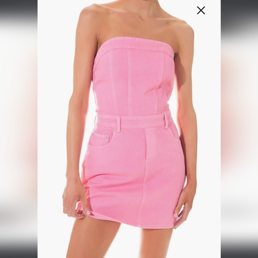 NWT Grey Lab Pink Strapless Denim Mini Dress – Size XS (0–2)